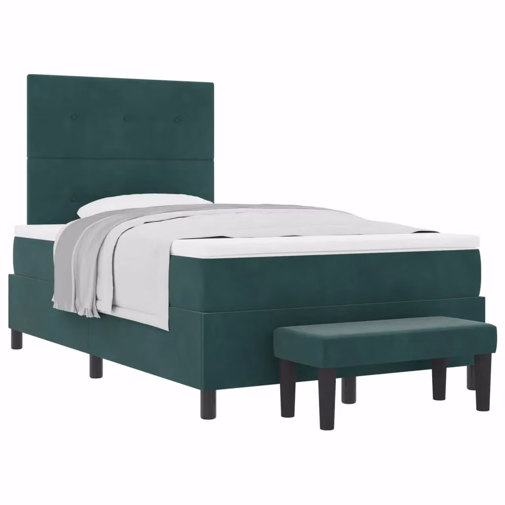 Letto moderno con struttura imbottita in velluto verde vidaXL L: 190 cm, P: 120 cm, H: 128 cm – 2