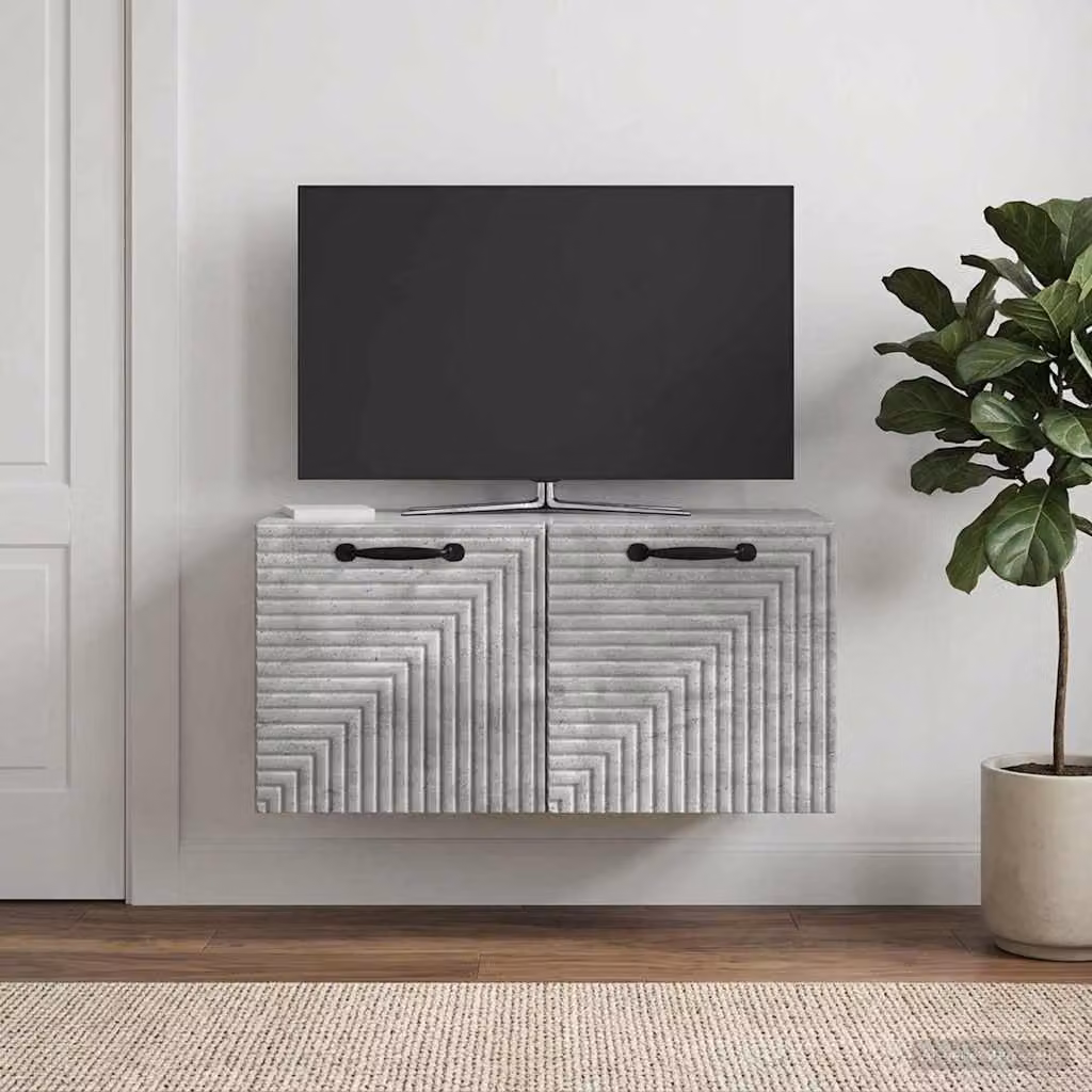 vidaXL Mobile Porta TV da Muro Moderno Grigio Cemento L: 59,5 cm, P: 31 cm, H: 30 cm