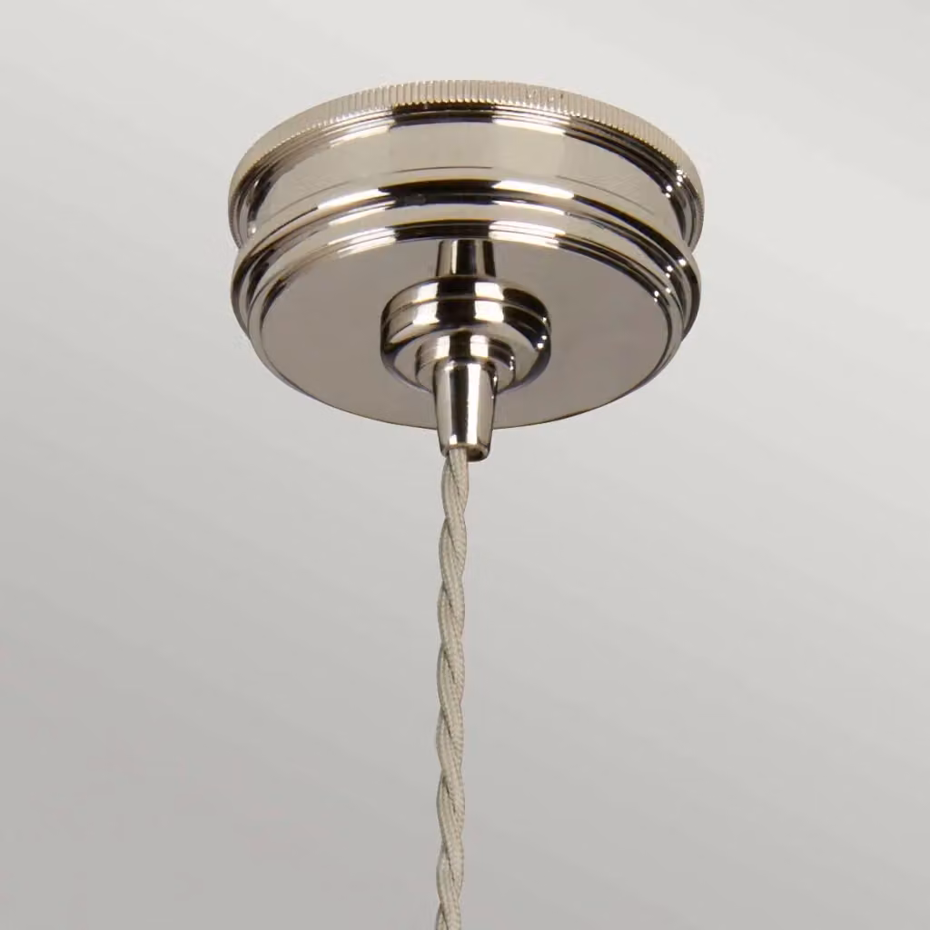 Lampada a sospensione retro Elstead in metallo e vetro argento con attacco E27 60W – 2