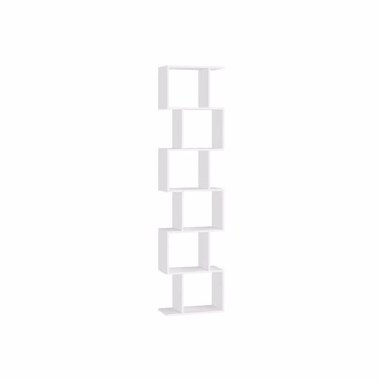 Scaffale libreria moderno con ripiani e scomparti, Bianco Opaco / 6 Ripiani (191H cm)