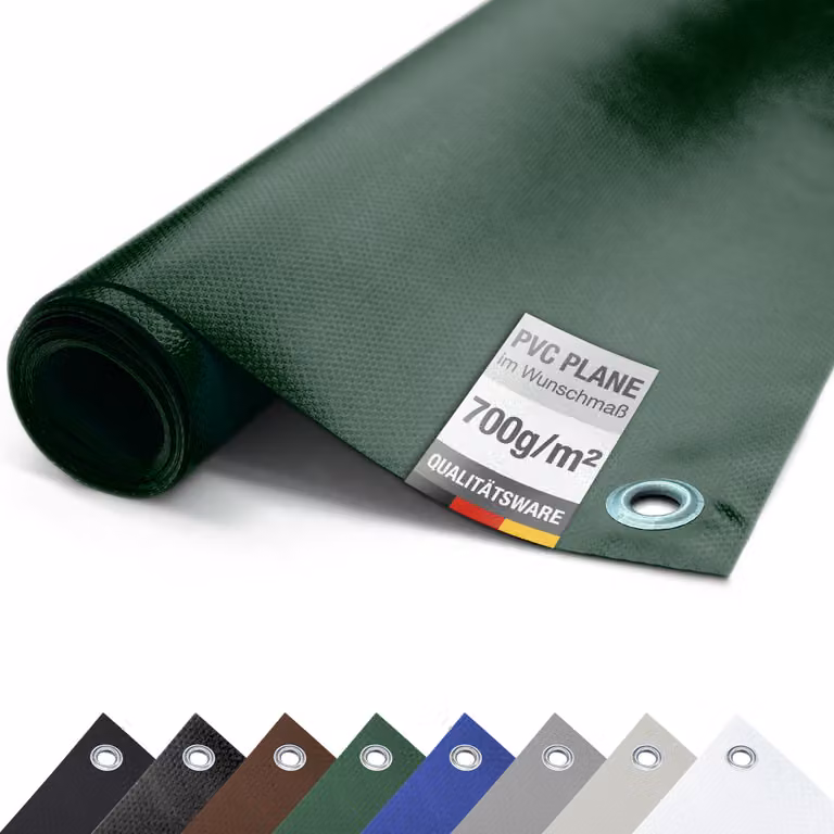 Telone PVC camion 700g/m² CON OCCHIALI Telone protettivo opaco antistrappo stabile (verde, 3m x 7m)