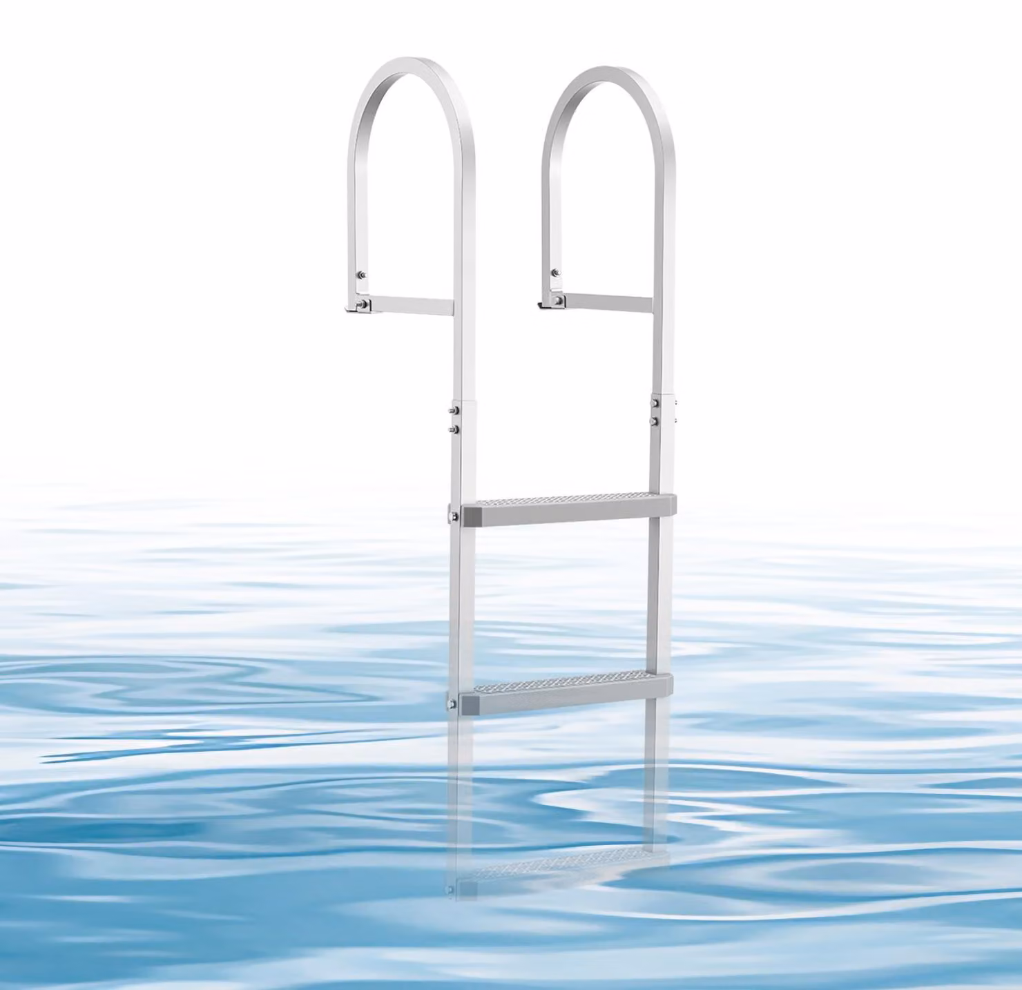 Scala da pontile VEVOR rimovibile, scala per barche con 3 gradini antiscivolo, pedane larghe e corrimano; scala da piscina in lega di alluminio con portata massima di 227 kg, scala di accesso per pontili, piscine, laghi e barche, colore argento