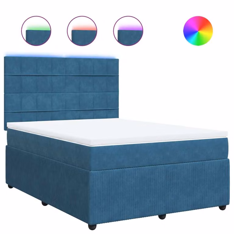 Giroletto a Molle con Materasso Blu 140x190 cm in Velluto