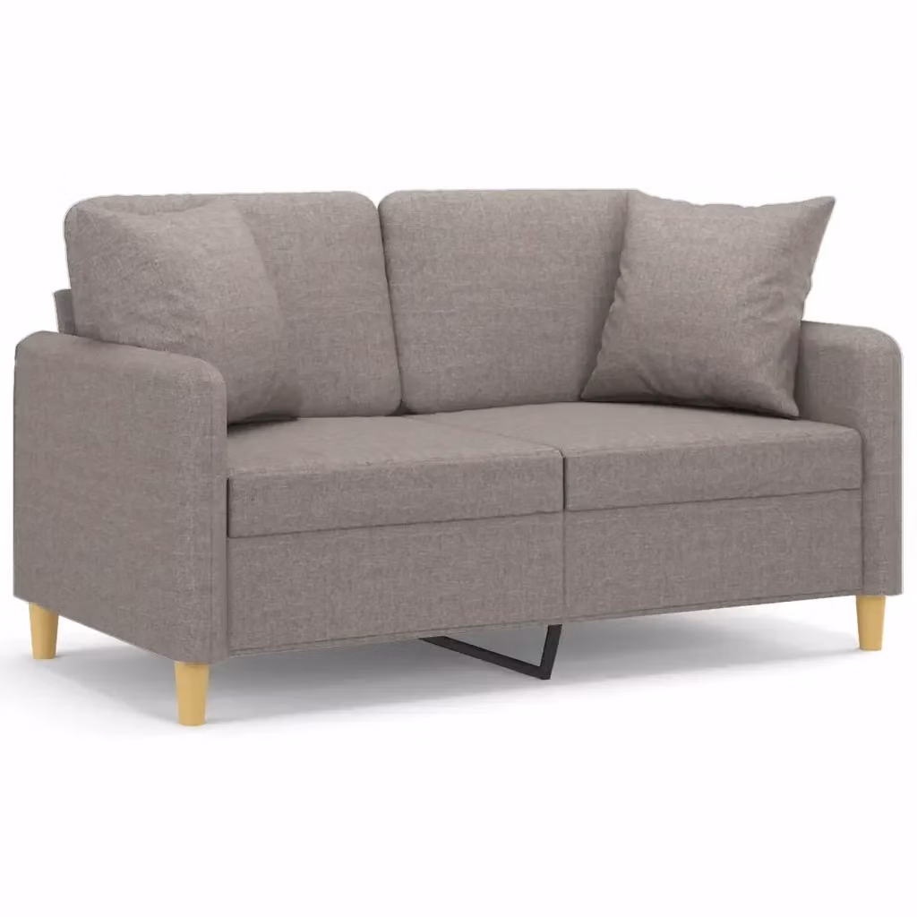 vidaXL Divano a 2 Posti Moderno in Tessuto con Cuscini, L: 138 cm, P: 80 cm, H: 77 cm, Colore Grigio/Beige – 2