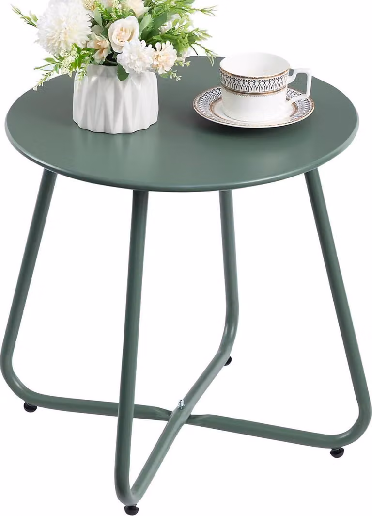 Tavolino in metallo resistente alle intemperie Tavolo da giardino rotondo 45cm Verde