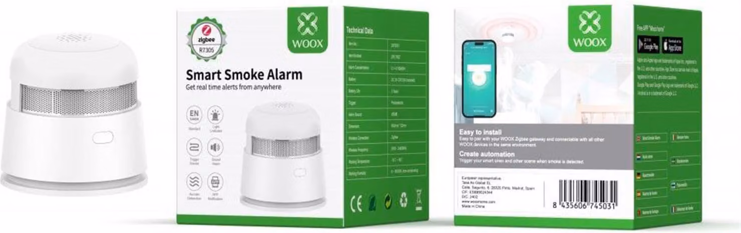 Rivelatore di fumo intelligente Zigbee Woox R7305
