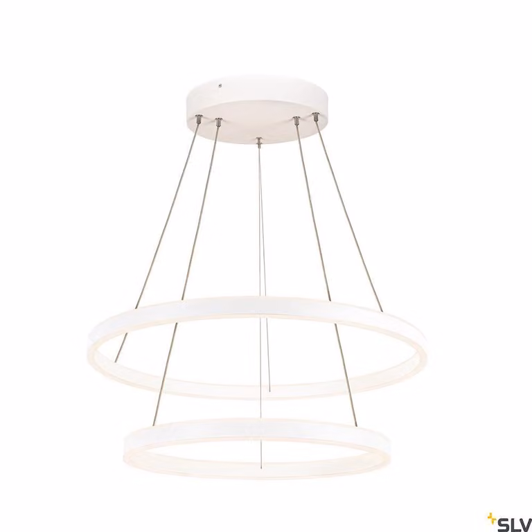 SLV 1004768 Lampada a sospensione LED bianca, doppia, compatibile DALI, con controllo della temperatura di colore (CCT) regolabile tra 3000K e 4000K
