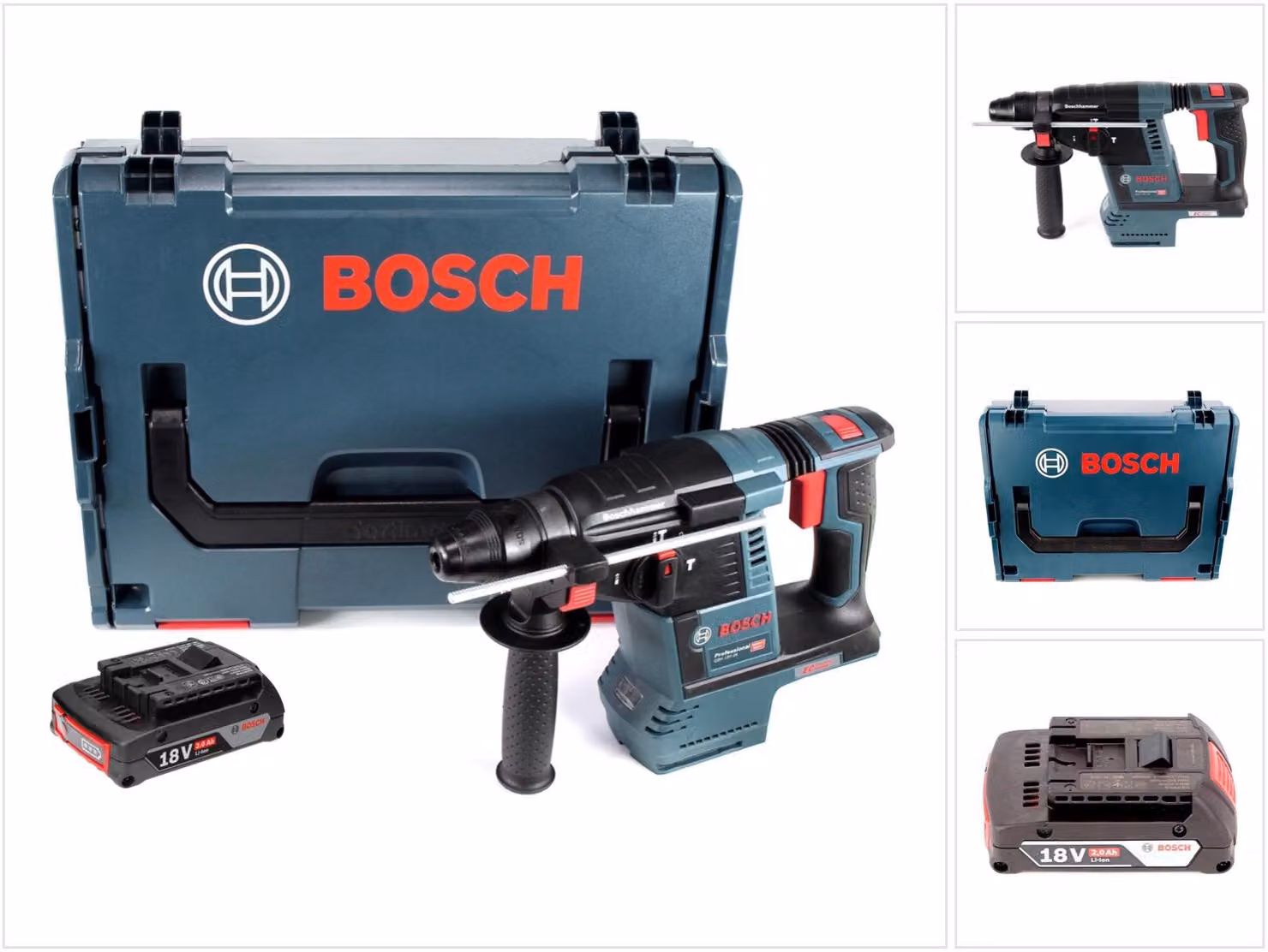 Trapano a percussione a batteria Bosch GBH 18V-26 18V 2,6J brushless SDS Plus + 1x batteria ricaricabile 2,0Ah + L-Boxx - senza caricabatterie