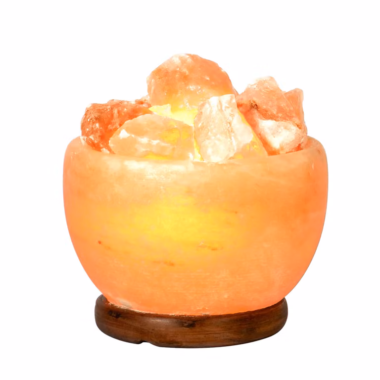 DICTROLUX Lampada di Sale Rosa dell'Himalaya Dimmerabile con Base in Legno, Luce Bianco Caldo, H 18 cm x L 15 cm