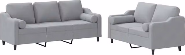 Set di Divani vidaXL composto da un divano a 2 posti e un divano a 3 posti, Grigio, in Tessuto con Cuscini – 2