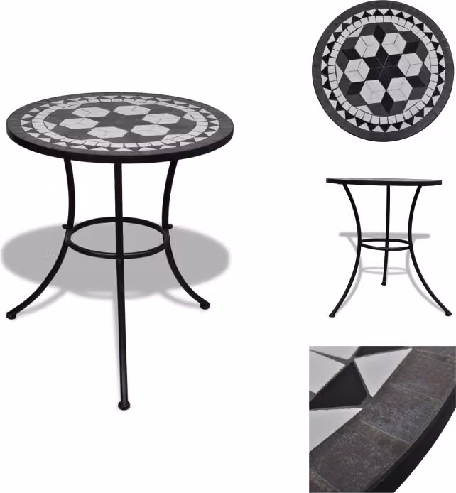 vidaXL Tavolo da bistrot bianco e nero 60 cm a mosaico - Tavoli da giardino