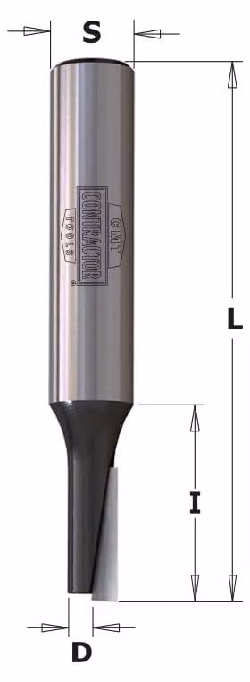 Fresa a lama dritta, carburo di tungsteno (HW), larghezza di taglio (S)=8 mm, diametro (D)=5 mm