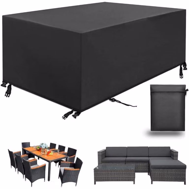 Telo protettivo impermeabile per mobili da giardino, tessuto Oxford 420D, colore nero, dimensioni 150x90x75 cm