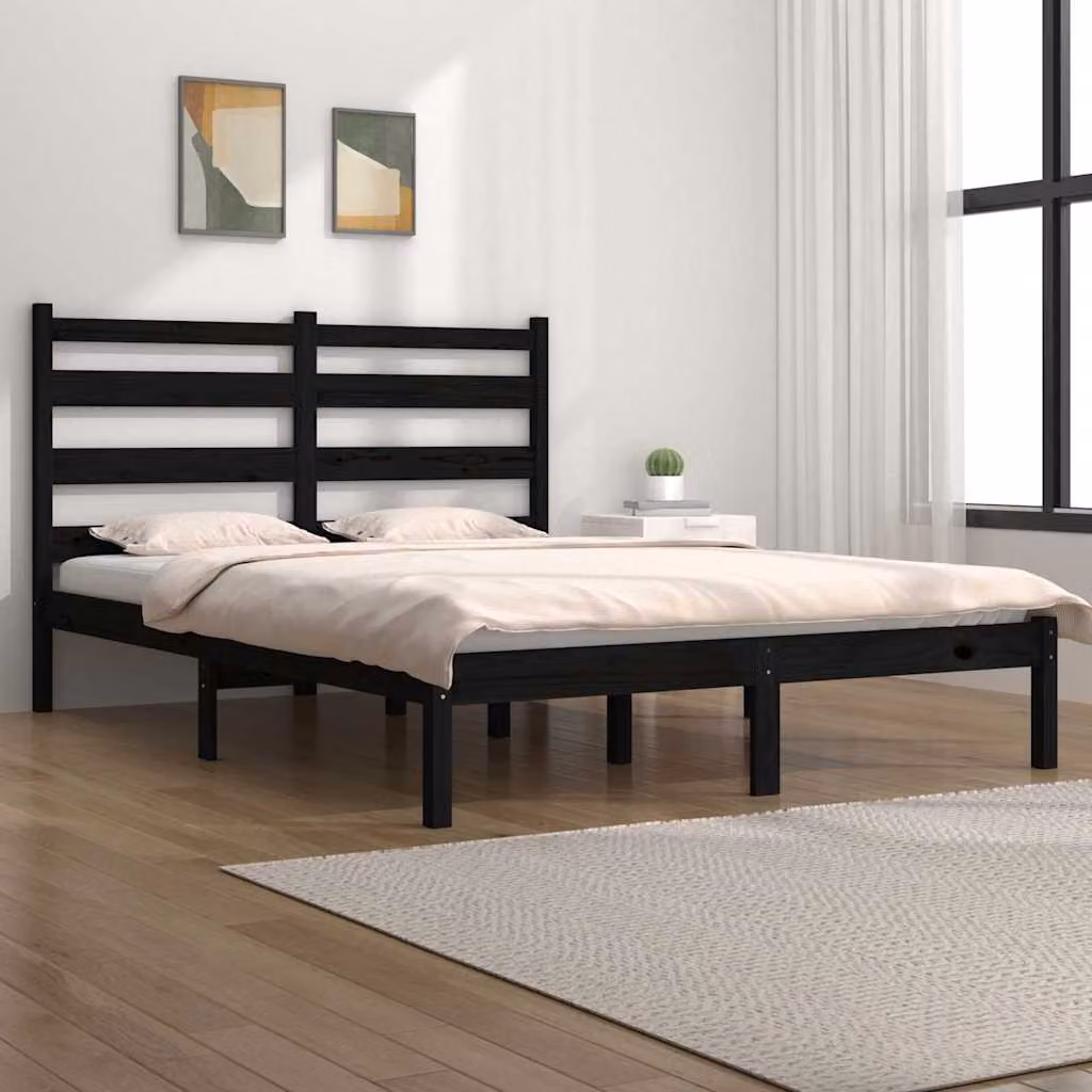 Giroletto vidaXL in legno massello di pino nero per adulti, L/P/H: 195.5 x 140 x 145.5 cm