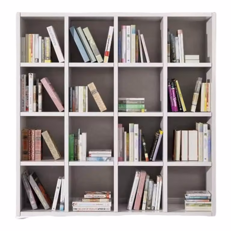 Libreria moderna Mobili 2G in laminato bianco frassino con pannello posteriore L/P/H: 175 x 30 x 175 cm