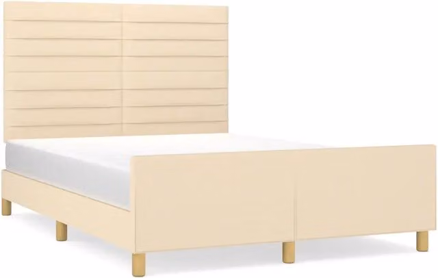Letto matrimoniale | Letto per adulti | Giroletto senza Materasso Crema 140x200 cm in Tessuto