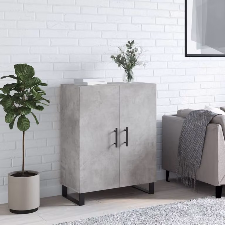 Credenza vidaXL Grigio in Legno e Metallo L: 69,5 cm, P: 34 cm, H: 90 cm
