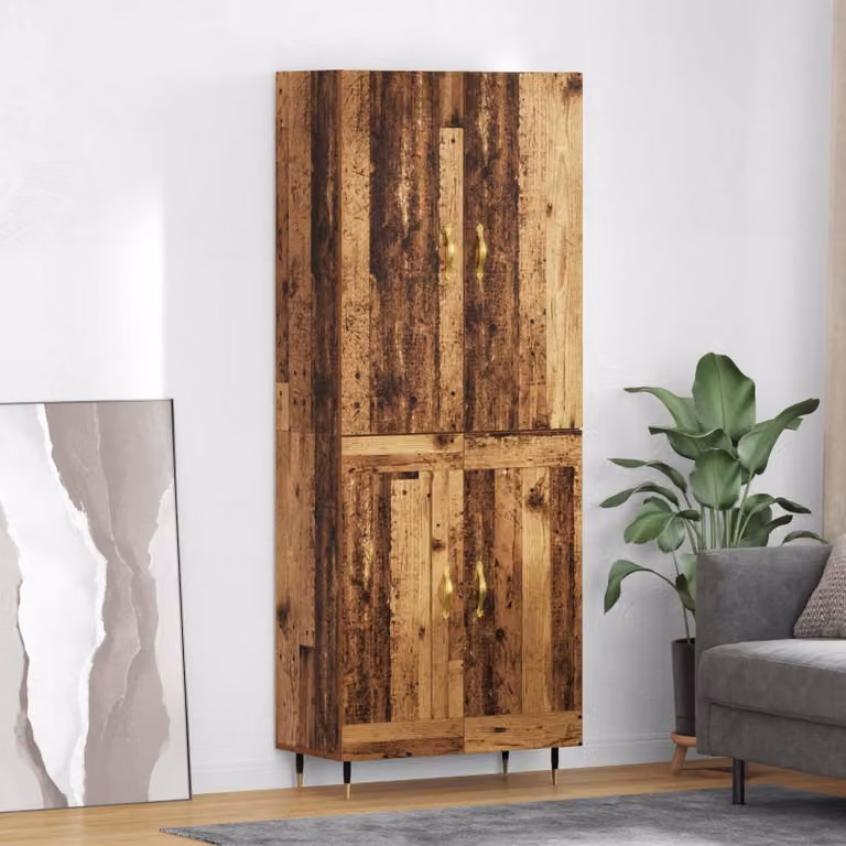 Credenza moderna vidaXL in legno e metallo marrone, sospesa a parete, L 69,5 cm x P 34 cm x H 180 cm