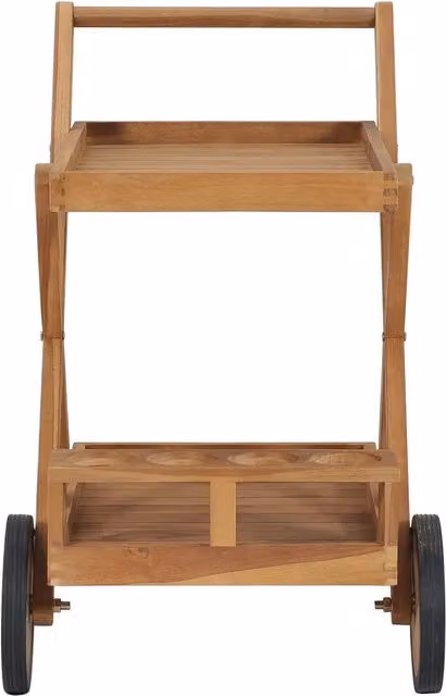 Carrello da Servizio Moderno in Legno Massello di Teak Marrone con Ruote DESIGN IN L 82 cm x P 54 cm x H 83 cm