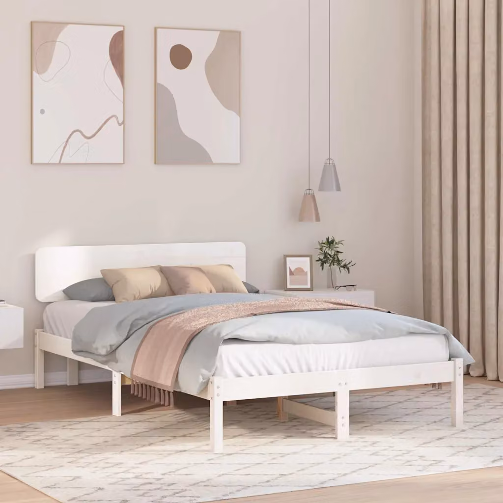 Struttura del letto vidaXL in pino massello bianco L/P/H: 200 x 120 x 74 cm – 1
