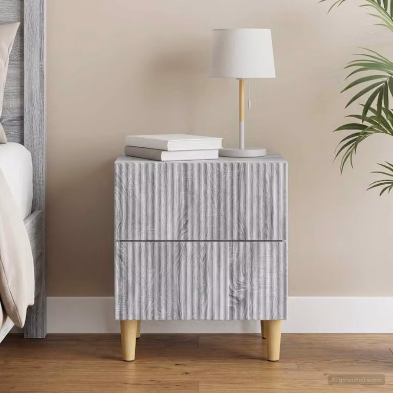 vidaXL Armadio da Notte Moderno Grigio L: 43 cm, P: 34,5 cm, H: 48 cm