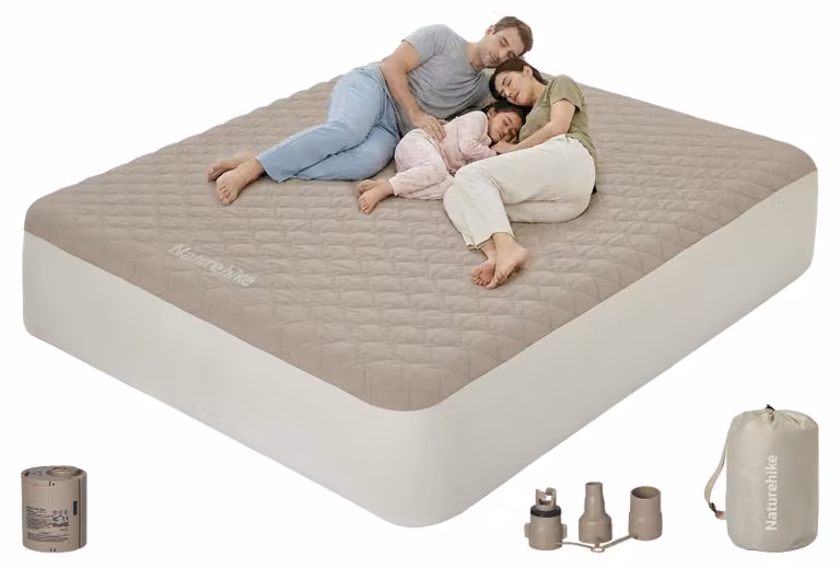 Materasso gonfiabile 205x185x30 cm con pompa, capacità di carico di 600 kg, adatto per 3 persone.