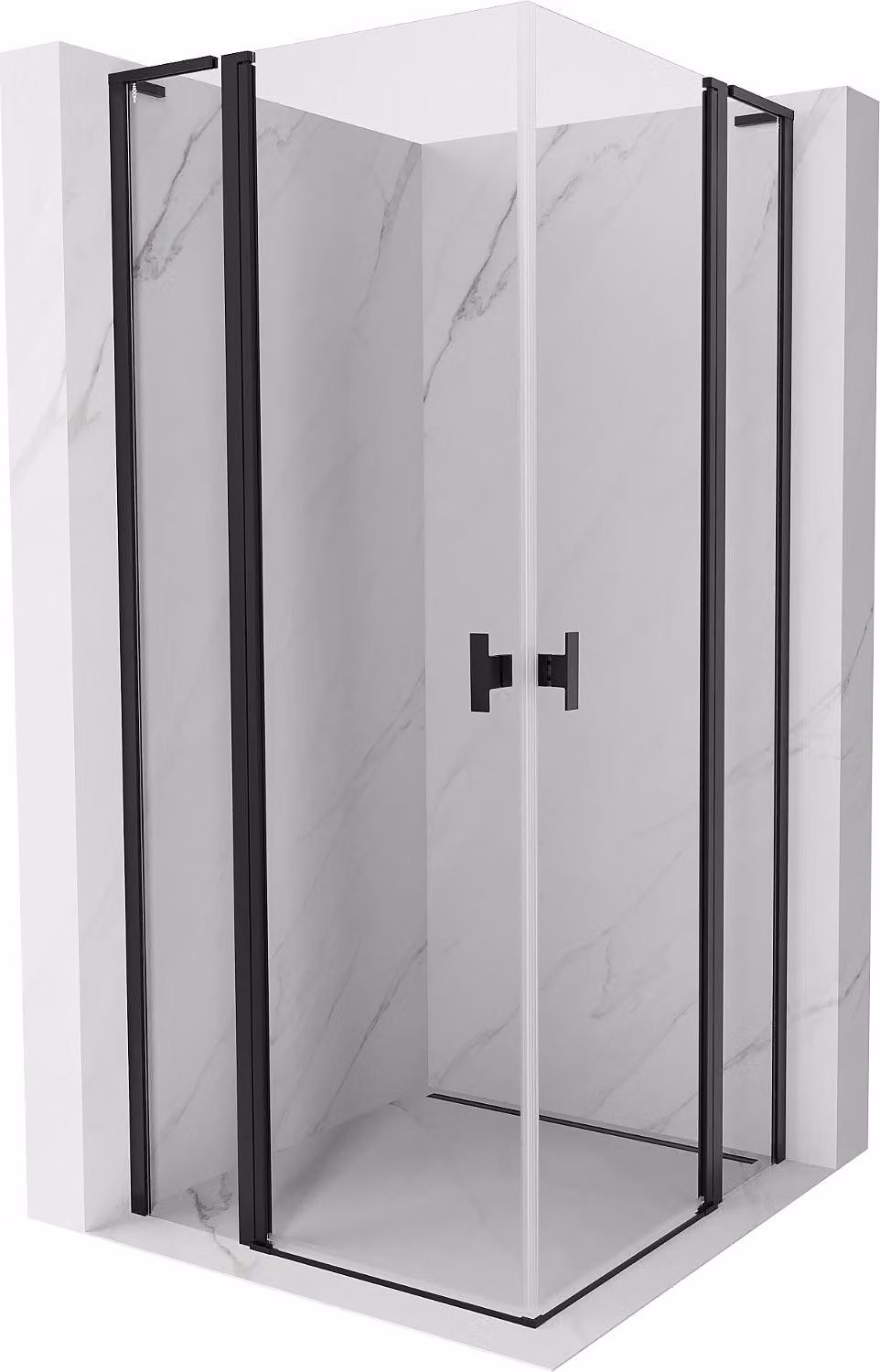 Mexen Mist L Duo cabina doccia con porta battente 95 x 95 cm, trasparente, nero - 8A4L-095-095-70-00