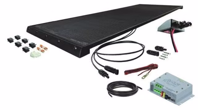 Sistema solare completo da 200 W, dimensioni 152x66x4 cm, con regolatore MPP