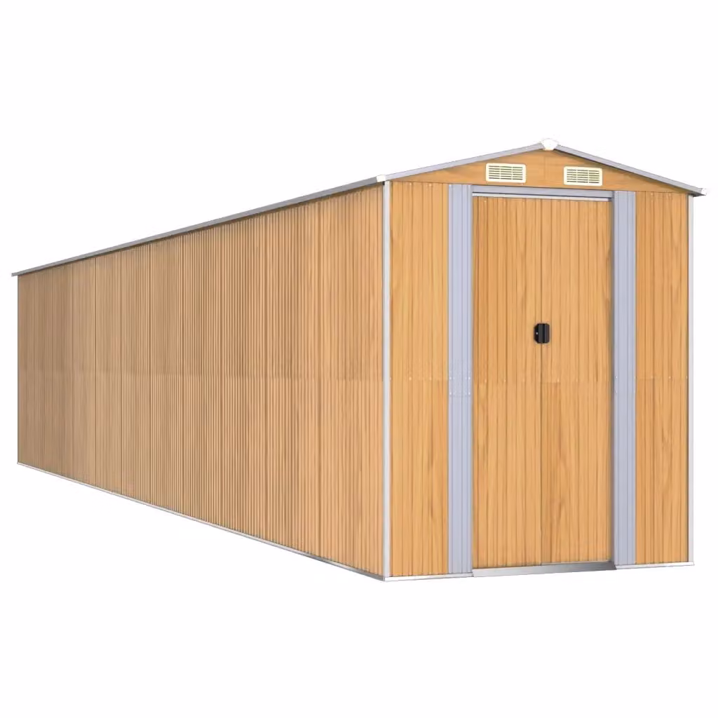Capanno da giardino Videx in acciaio zincato marrone con porta scorrevole e ventilazione laterale L/P/H: 938 x 192 x 223 cm – 2