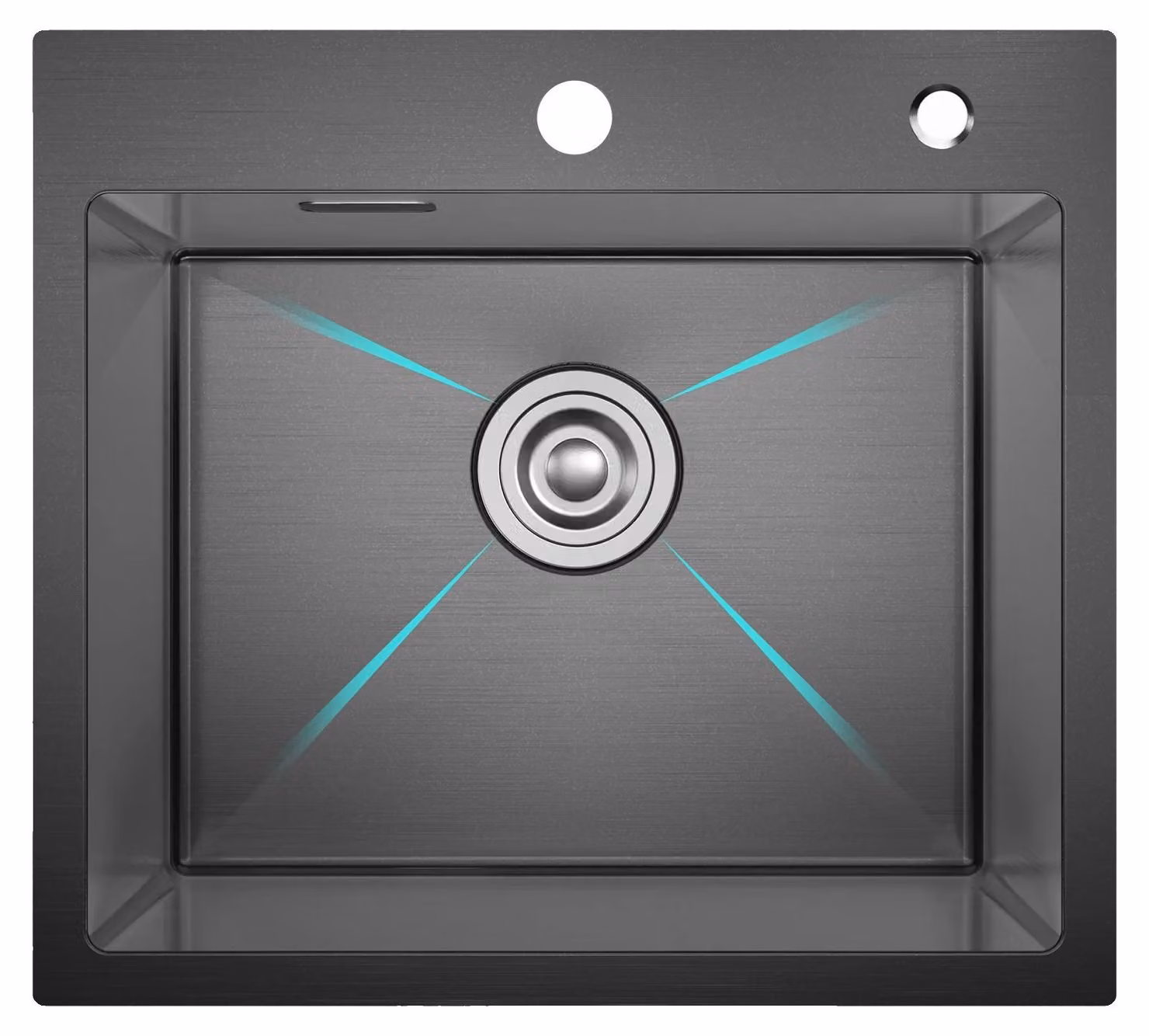 Lavello da cucina, resistente ai graffi, set di scarico resistente agli odori, colore nero nano, dimensioni 50 x 45 cm