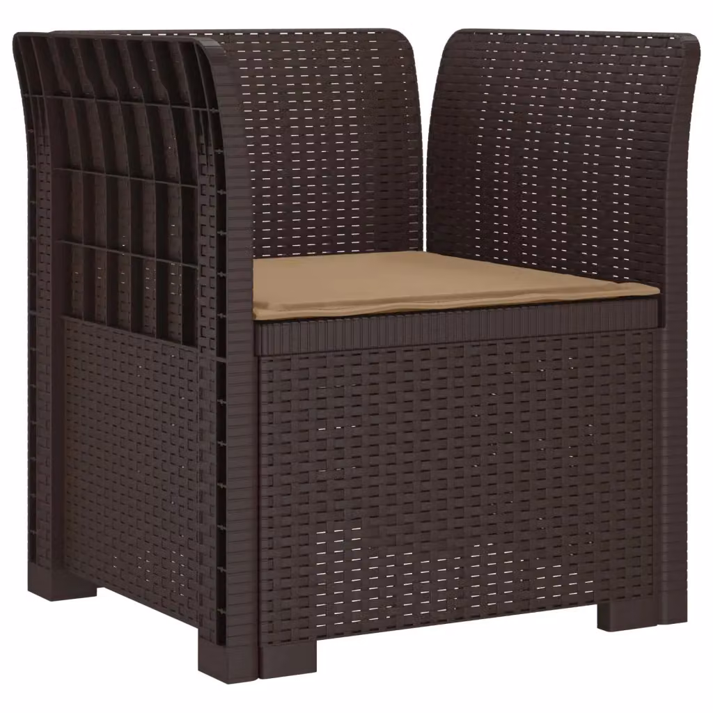 Sedia da giardino a 1 posto con cuscino in aspetto rattan marrone e finitura opaca – 2