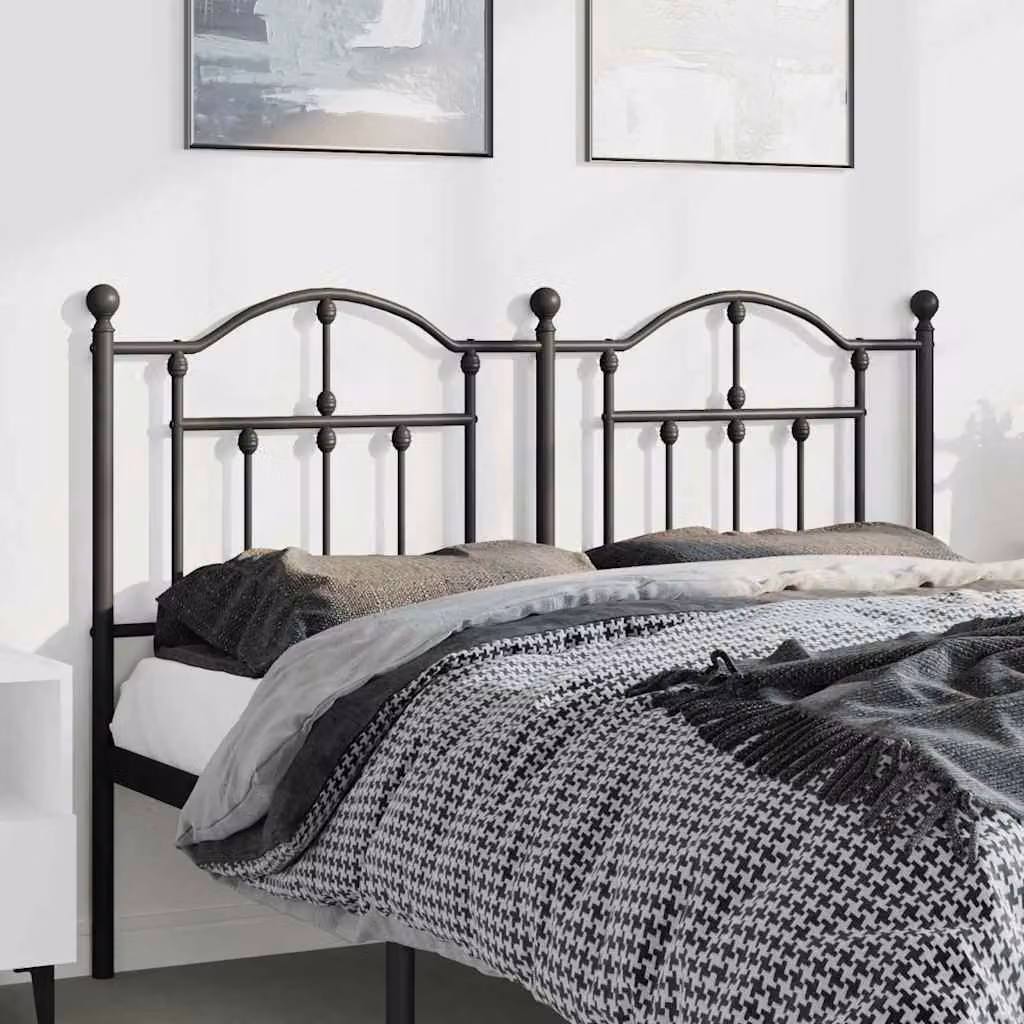 Testiera di ricambio vidaXL in metallo nero laccato per letto 150x200 cm