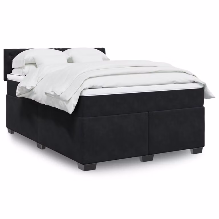 vidaXL Letto Ibrido con Giroletto a Molle e Materasso in Velluto Nero L/P/H: 140 x 200 cm