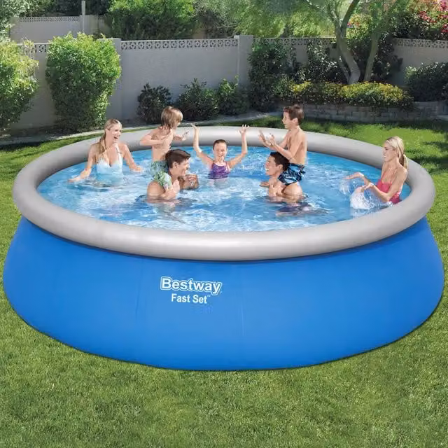 Set Piscina Gonfiabile Rotonda Bestway Fast Set Blu L: 457 cm, H: 122 cm