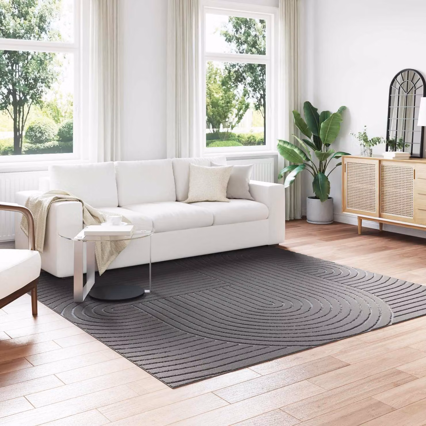 Tappeto vidaXL PALMERAS Antracite per interno ed esterno, quadrato, lavabile e antiscivolo, L/P: 240 x 240 cm – 1