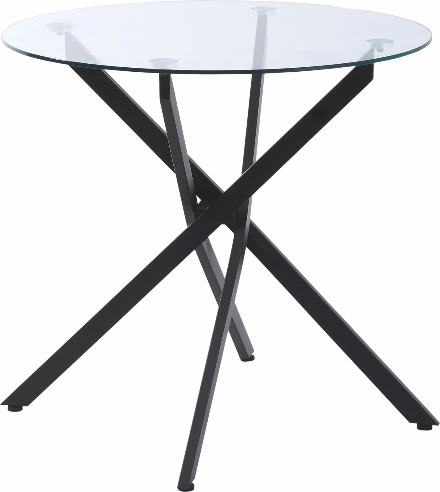 Tavolo da pranzo moderno in vetro, diametro 80 cm, tavolo da cucina con piano in vetro temperato e gambe in metallo, per 4 persone