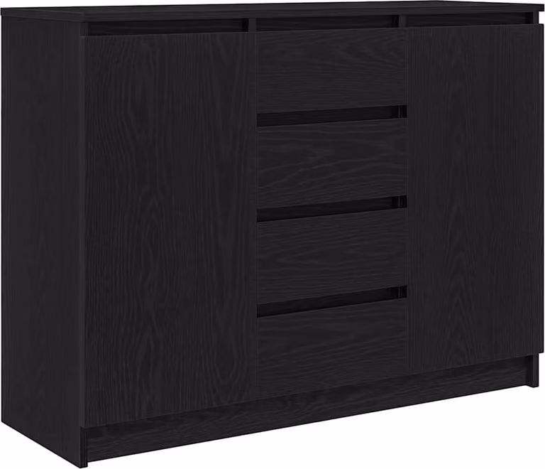 Credenza con Cassetti Rovere Nero 100,5x35x76 cm Truciolato