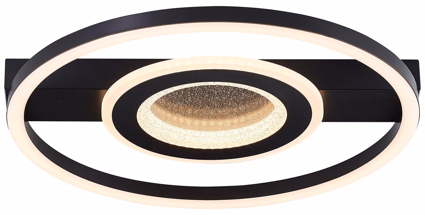 Plafoniera LED brillante Queens 37 x 37 cm, 2400 lm, 3000 K, effetto glitter, nero