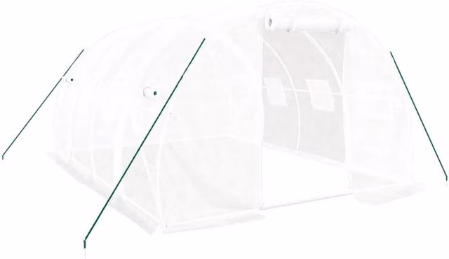 Tenda da serra bianca per piante, fiori e ortaggi con struttura in acciaio e copertura in plastica, L: 4 m, P: 3 m, H: 2 m