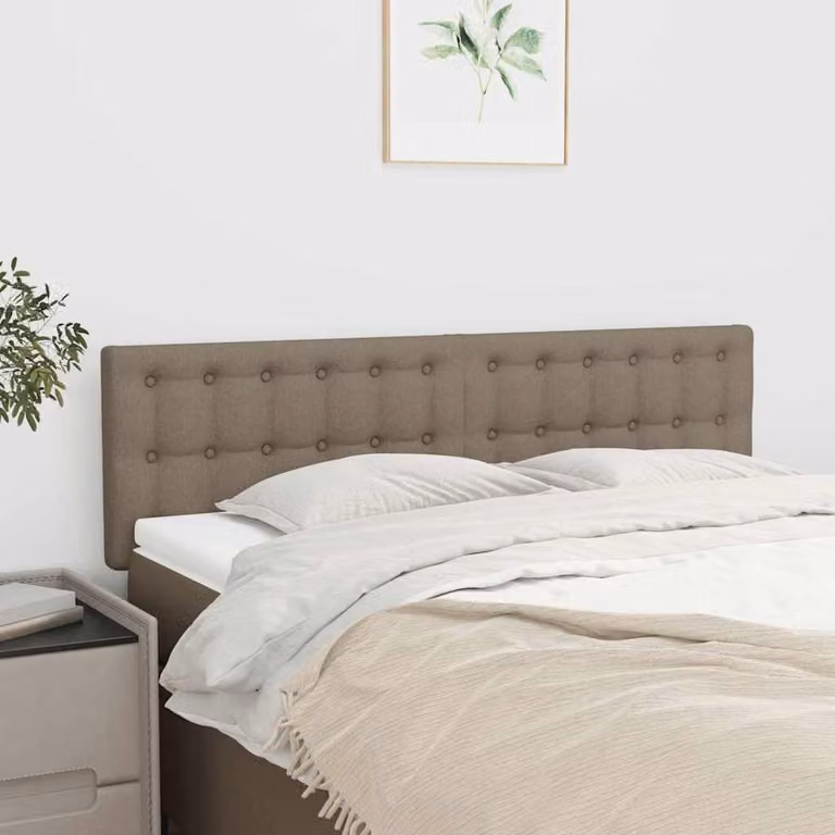 Testiera per letto vidaXL in tessuto color tortora con pannello imbottito L: 144 cm, P: 5 cm, H: 78-88 cm
