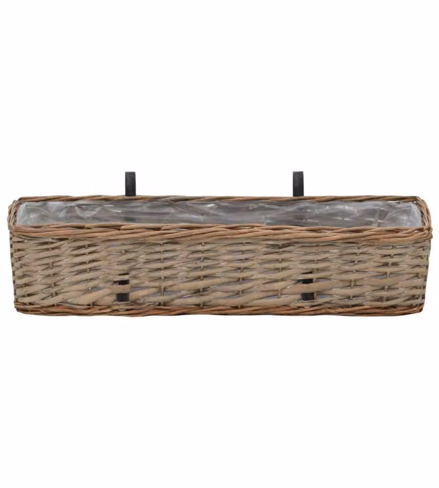 Fioriere da Balcone 2 pz in Vimini con Rivestimento in PE 60 cm