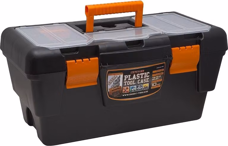 Grande cassetta degli attrezzi con organizer e portainserti – Robusta cassetta degli attrezzi in plastica con inserto rimovibile – Doppia chiusura e design con serratura – 5 scomparti di smistamento nella parte superiore – 550 × 300 × 260 mm [10913]