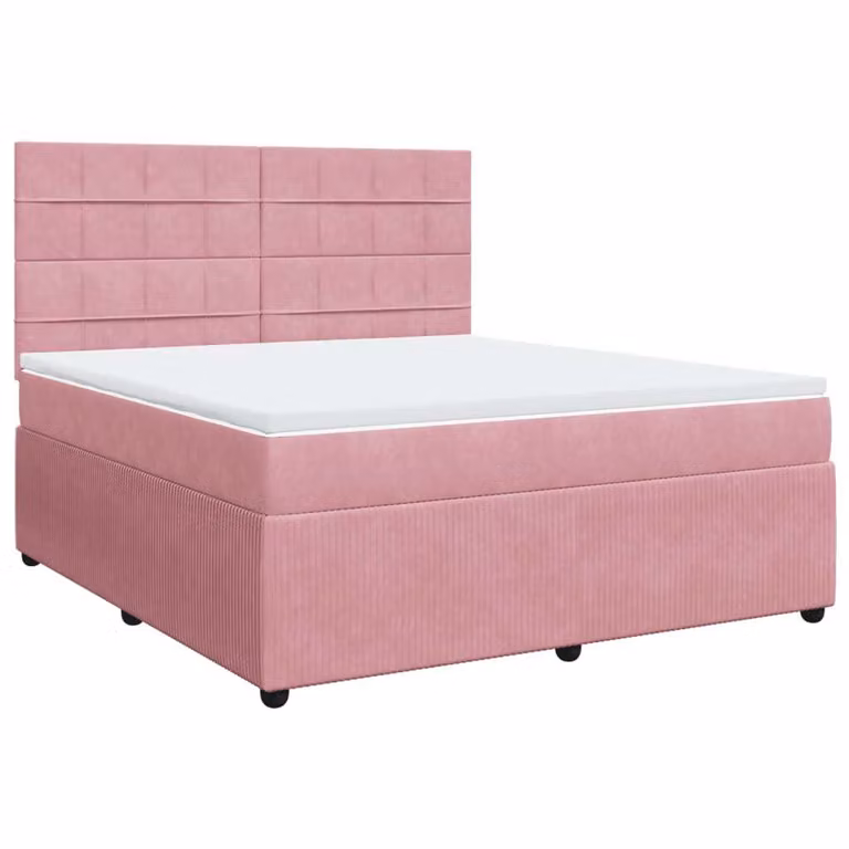 Giroletto a Molle con Materasso Rosa 180x200 cm in Velluto
