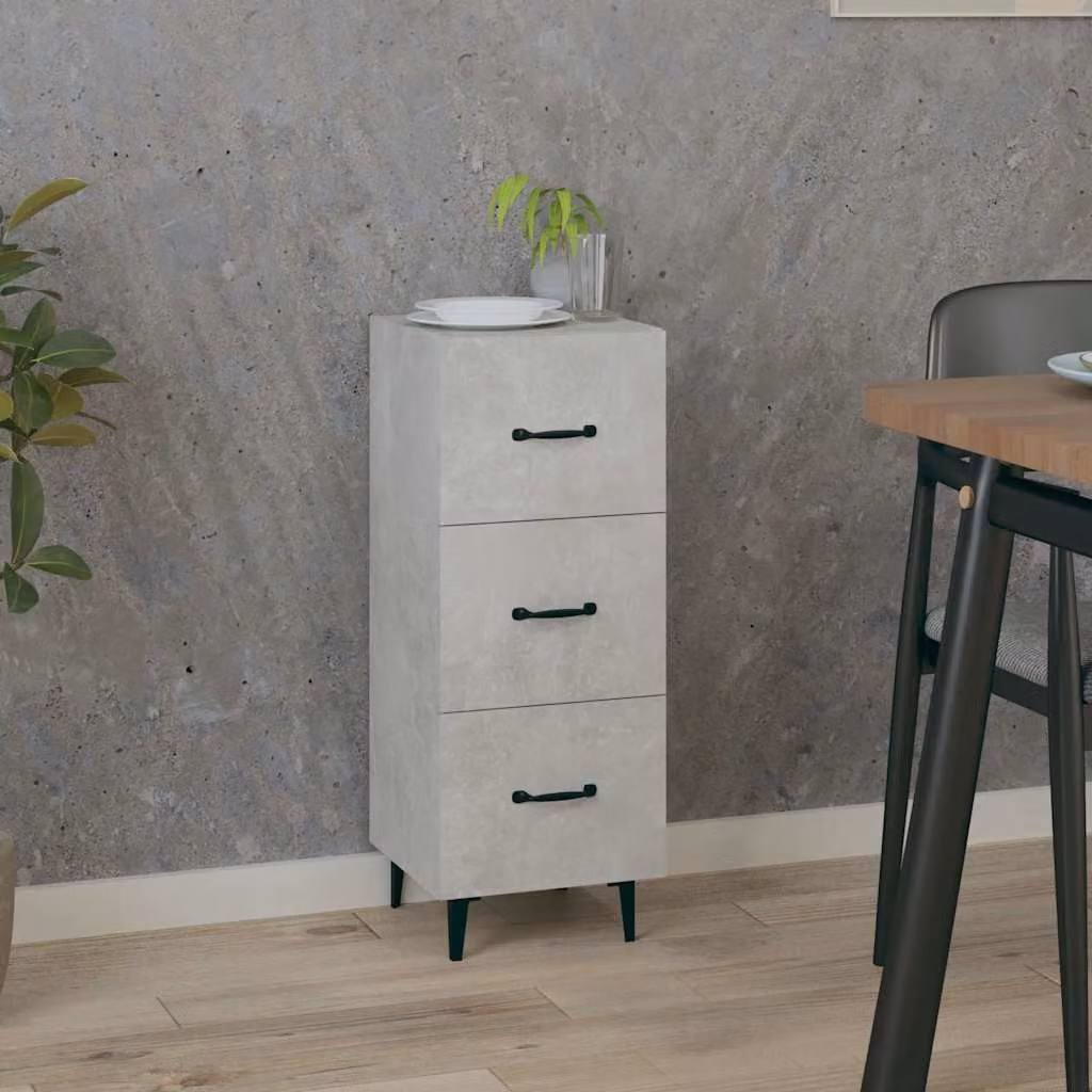 Credenza vidaXL in legno e metallo Grigio, sospesa a parete, L 34,5 cm x P 34 cm x H 90 cm