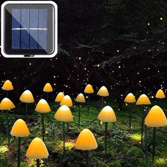 Allarme da giardino a LED alimentato a energia solare con cavo da 5 m, design a paletta, 8 modalità, impermeabile, utilizzabile all'aperto, per giardino, feste, Natale