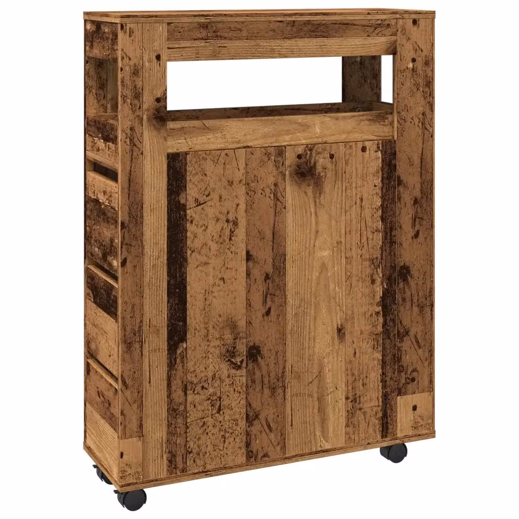 Mobile da Bagno Stretto con Ruote vidaXL in Legno Marrone Classico L/P/H: 23 x 20 x 90 cm – 2