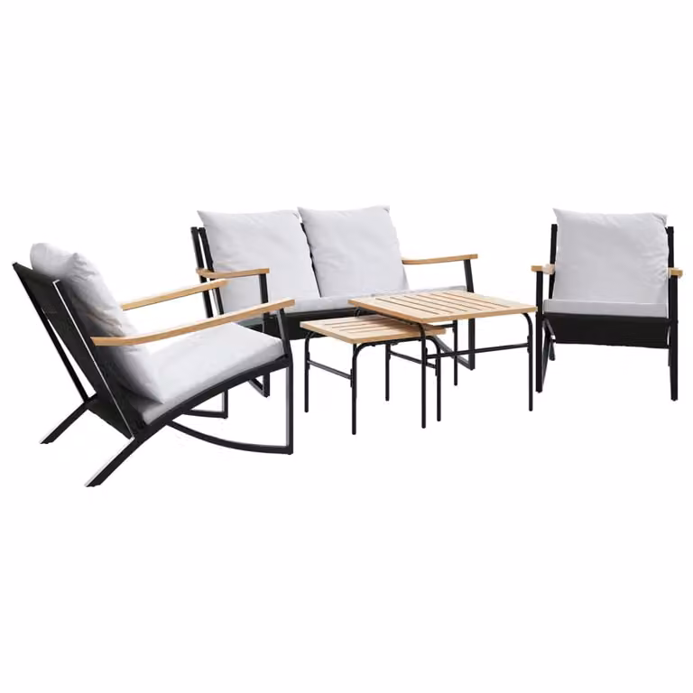 Set Mobili da Balcone 5 pz con Cuscini Nero in Acciaio