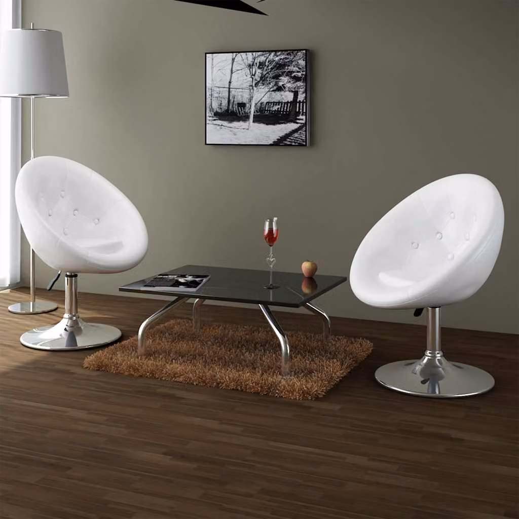 Set di 2 sgabelli da bar vidaXL bianchi in similpelle con base girevole e struttura in metallo