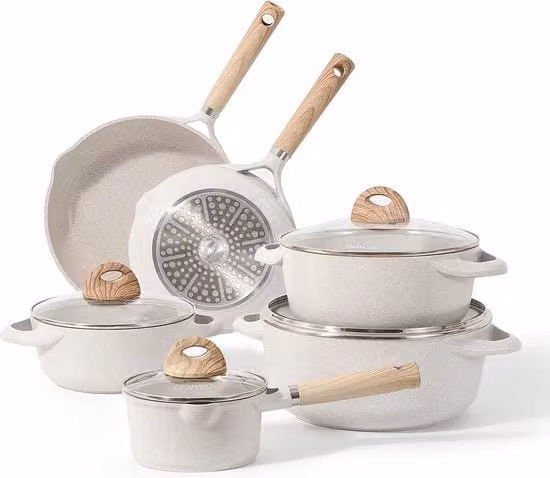 Set di pentole / pannini non aderenti, set di padelle, PFAS libero, resistente al lavastoviglie