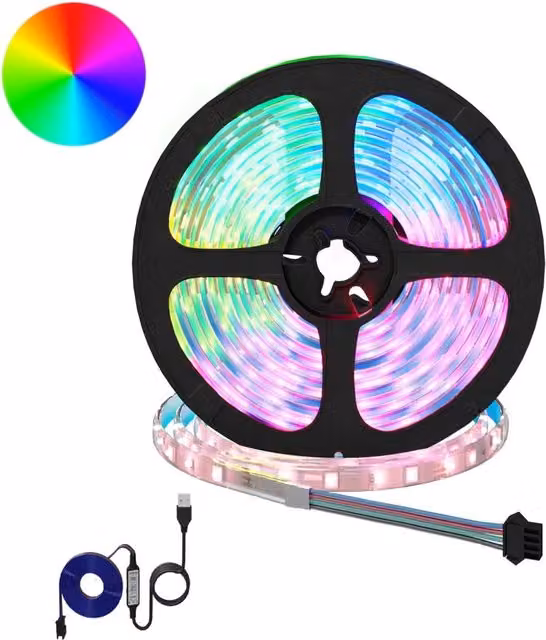 Set di 12 strisce LED RGB vidaXL multicolore con connessione USB in rame e plastica – 1
